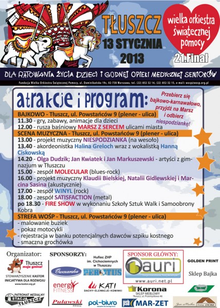 Program WOŚP w Tłuszczu 2013