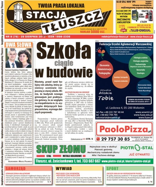 Stacja Tłuszcz - numer 8(76)/2013 Stacja Tłuszcz - numer 8(76)/2013